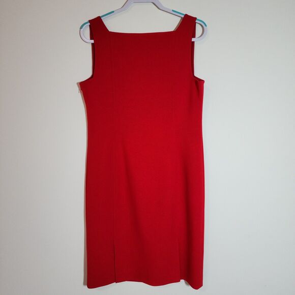 Worth Womens Pinafoe Sheath Dress Red Sleeveless Square Neck Stretch Size 12P - Picture 2 of 6
